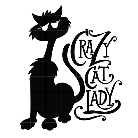 Crazy Cat Lady, Crazy Cats, Cricut Svg Files Free, Black Cat Tattoos ...