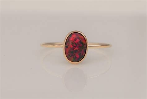 Red Opal Ring Black Cherry Opal Ring Fire Opal Ring Gold - Etsy