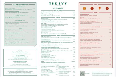 The Ivy Birmingham Birmingham's full menu online