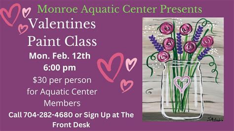 Valentines Paint Class at Monroe Aquatic Center, Monroe Aquatics & Fitness Center, February 12 ...