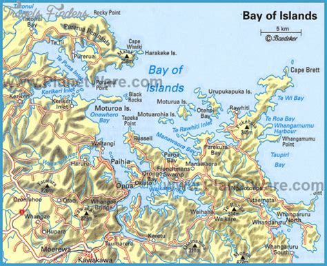 Bay Of Islands New Zealand Map - TravelsFinders.Com