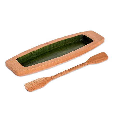 Dugout Canoe Home Accent (9 Inch) - Dugout Canoe in Green | NOVICA