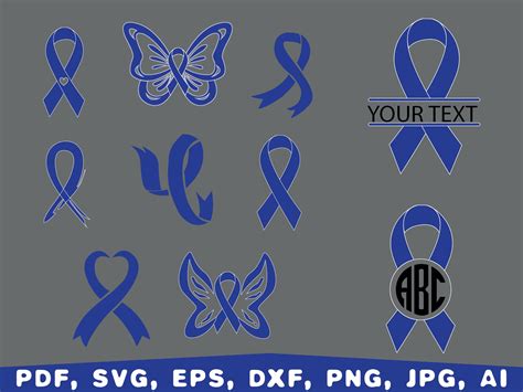 Colon Cancer Awareness Svg, Blue Ribbon SVG, Colon Cancer Cut Files ...