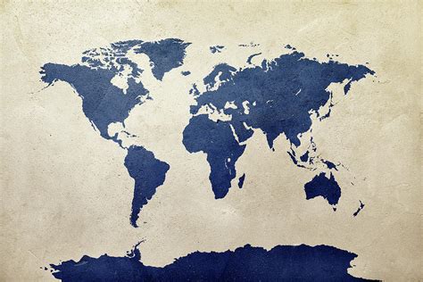 World Map Navy II Digital Art by Michael Tompsett - Pixels