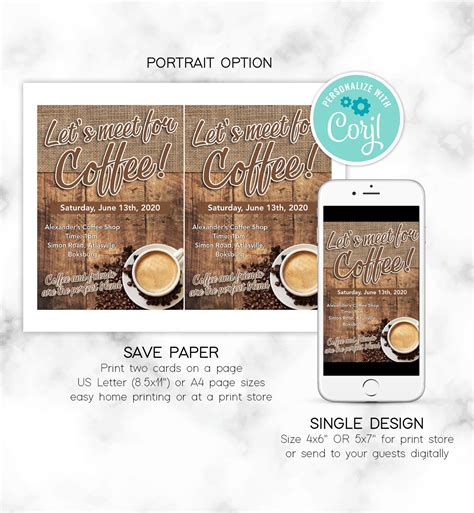 Coffee Invitation Editable Coffee Invite Coffee Event - Etsy