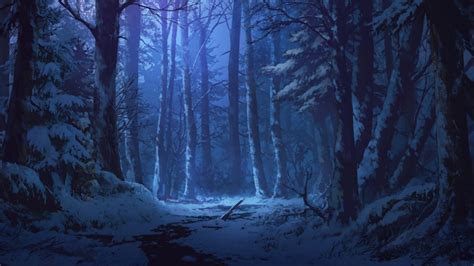 Winter Night Forest Anime Wallpapers - Wallpaper Cave