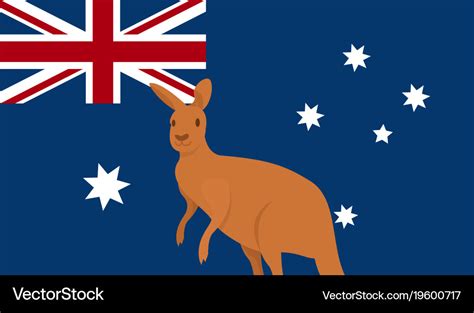 Kangaroo with australian national flag flat design