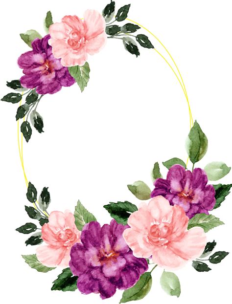 watercolor purple and pink floral frame 15736217 PNG