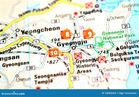 A Photo of Gyeongju on a Map Stock Image - Image of destination ...