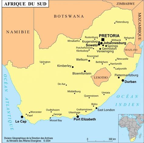 Carte de l'Afrique du Sud - Afrique du Sud carte sur le relief, les villes,politique...