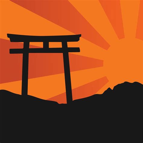 japan gate sunrise background vector design 10821380 Vector Art at Vecteezy