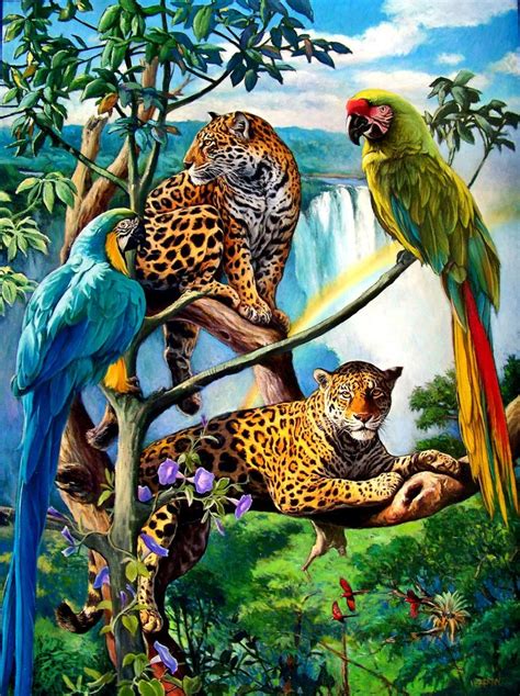 Jungle Friends 3, 2010 by Wayne Weberbauer | Wildlife art, Animal paintings, Wild animals pictures