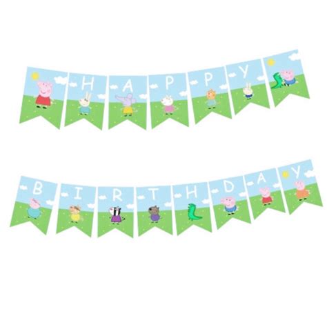 Peppa Pig Happy birthday Banner Party Bunting Decoration, Hobbies ...