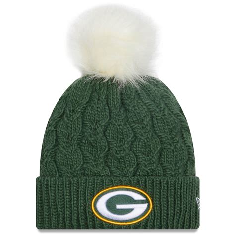 Women's New Era Green Green Bay Packers Flurry Cuffed Knit Hat with Pom