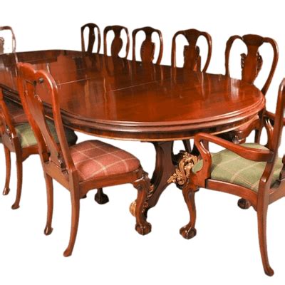 Antique Victorian Mahogany Twin Base Dining Table &12 chairs 19th Century | Barnebys