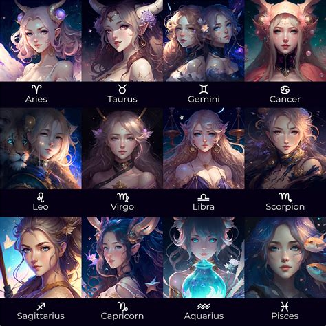 ArtStation - Complete set of The Twelve Astrological Zodiac Signs