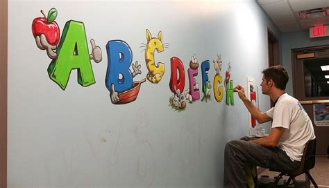 Alphabet Daycare Mural – Free Sky Studios | School murals, Mural, Christian preschool