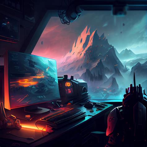 Premium Photo | Gaming desktop PC computer setup gamer illustration