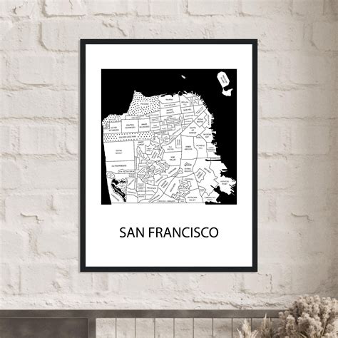 San Francisco Map Poster, Art Print Wall Decor, San Francisco Travel ...