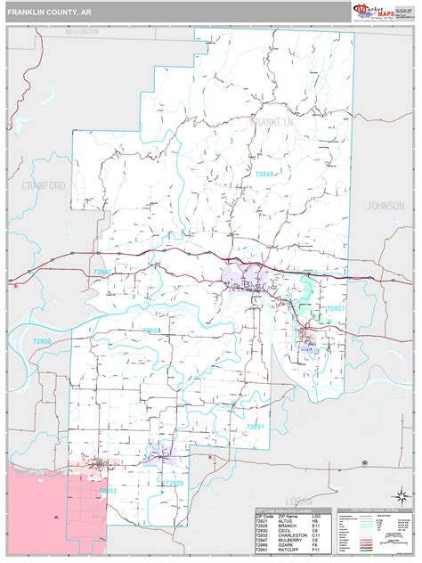 Franklin County, AR Wall Map Premium Style by MarketMAPS