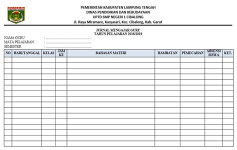 Contoh Jurnal Harian Guru Mts K13 - tukaffe.com