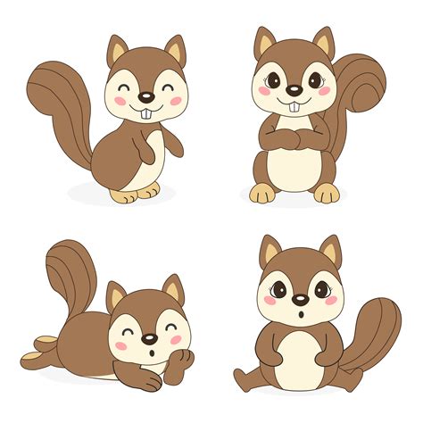 cute squirrel in different pose. Vector illustration. 594623 Vector Art at Vecteezy