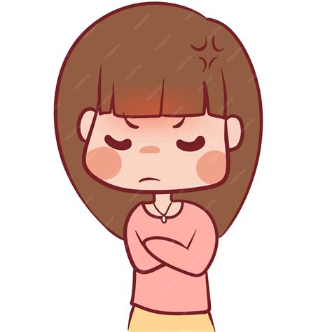 Premium Vector | Girl angry cartoon cute chibi vector