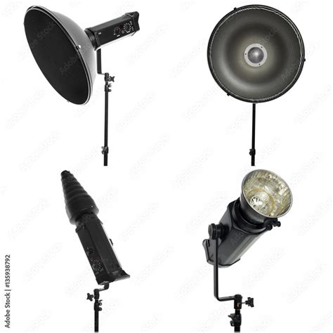 Photo studio lighting equipment isolated on white Stock Photo | Adobe Stock