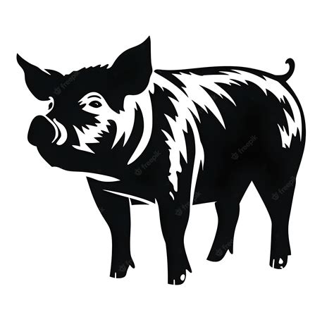 Premium AI Image | A silhouette black and white pig standing on a white ...