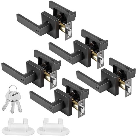 VEVOR Door Handles Black Dummy Levers 5 Pack Privacy Lever Handle Lock ...