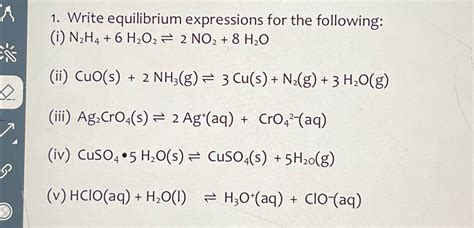 Solved Write equilibrium expressions for the | Chegg.com