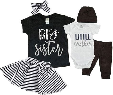 Amazon.com: Big Sister Little Brother Matching Sibling Outfits- Little ...