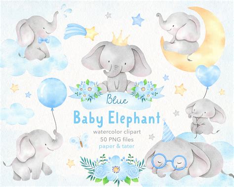 Blue Baby Elephant Clipart