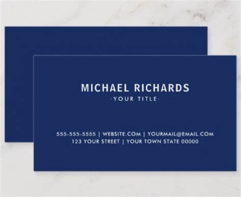 Professional navy blue plain modern simple business card | Zazzle.com | Simple business cards ...