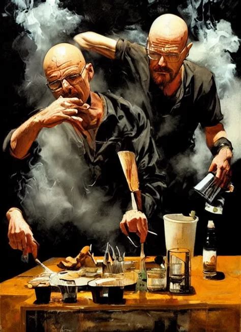 Walter White and Jesse Pinkman cooking meth, in the | Stable Diffusion