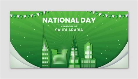 Free Vector | Realistic horizontal banner template for saudi national day