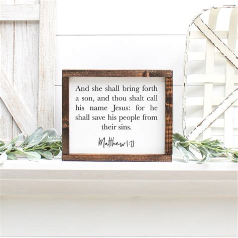 Matthew 1:21 Bible Verse Decor Biblical Verses Decor Framed | Etsy