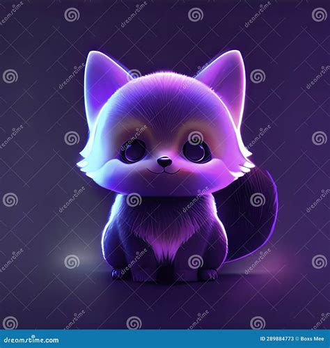 Cute Cartoon Cat in Neon Light. 3d Render Illustration Stock ...