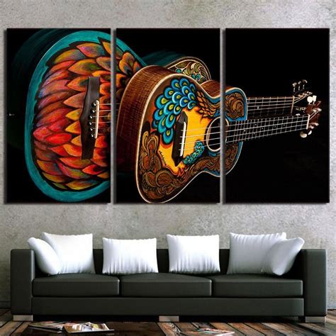 Artistic Guitar in 2020 | Guitar wall art, 3 piece canvas art, Wall art decor