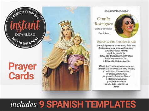 Prayer Cards, Spanish Prayer Cards, Catholic Prayer Cards, Personalized ...