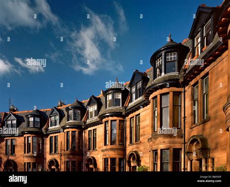 Terraced sandstone houses in the West End of Glasgow Stock Photo - Alamy