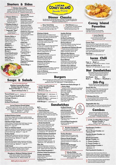 Menu of Lucas Coney Island in South Lyon, Michigan 48178 - Call ahead ...