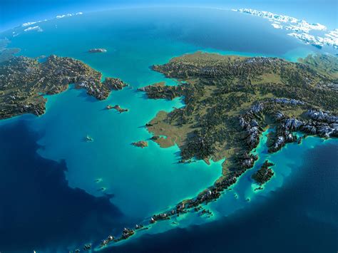 Download wallpaper Alaska, Alaska, Russia, The view from the top, Geography, Exaggerated relief ...