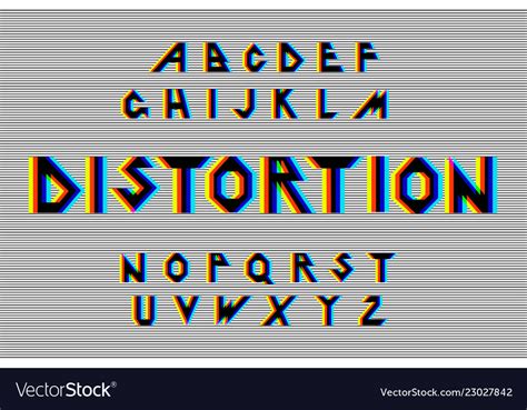 Distortion alphabet distorted glitch font Vector Image