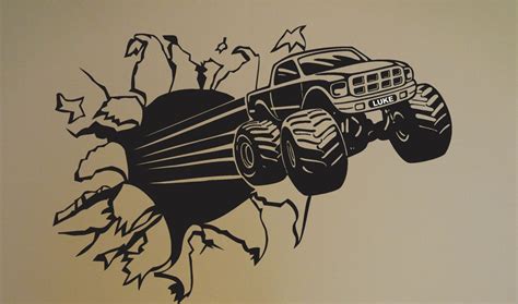 4 x 4 Monster Truck Decal Boys Room Home Decor Sticker Garage