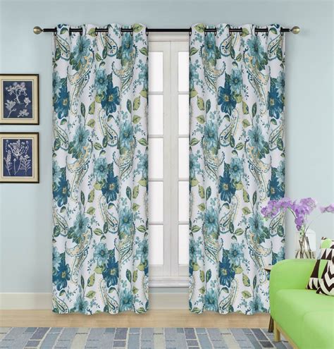 2pc Room Darkening Paisley Window Curtains Floral Curtains Blackout ...