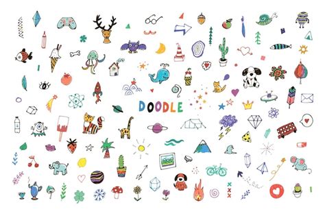 Premium Vector | Funny doodles hand drawn illustrations set