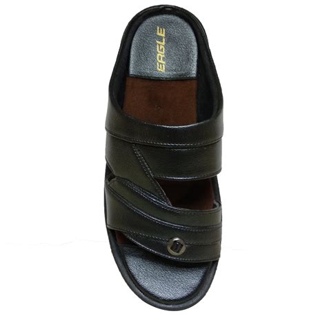 Buy Eagle Black Leather Chappal for Men