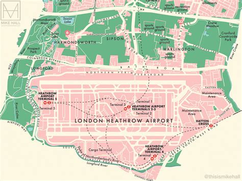 Hillingdon (London borough) retro map giclee print – Mike Hall Maps ...