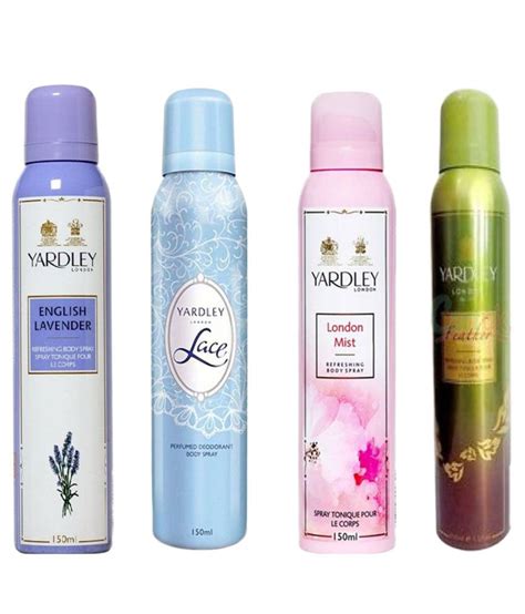 Yardley Combo of English Lavender, Lace, London Mist and Feather Deo ...